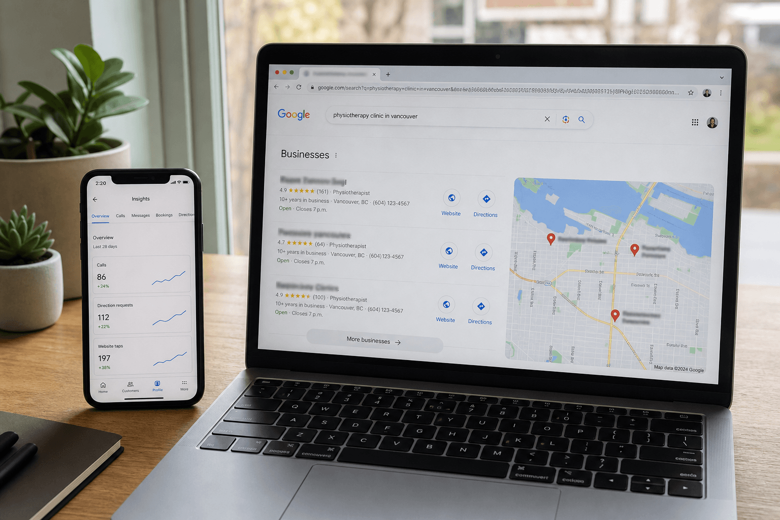 Business Profile insights and Maps pack on real devices