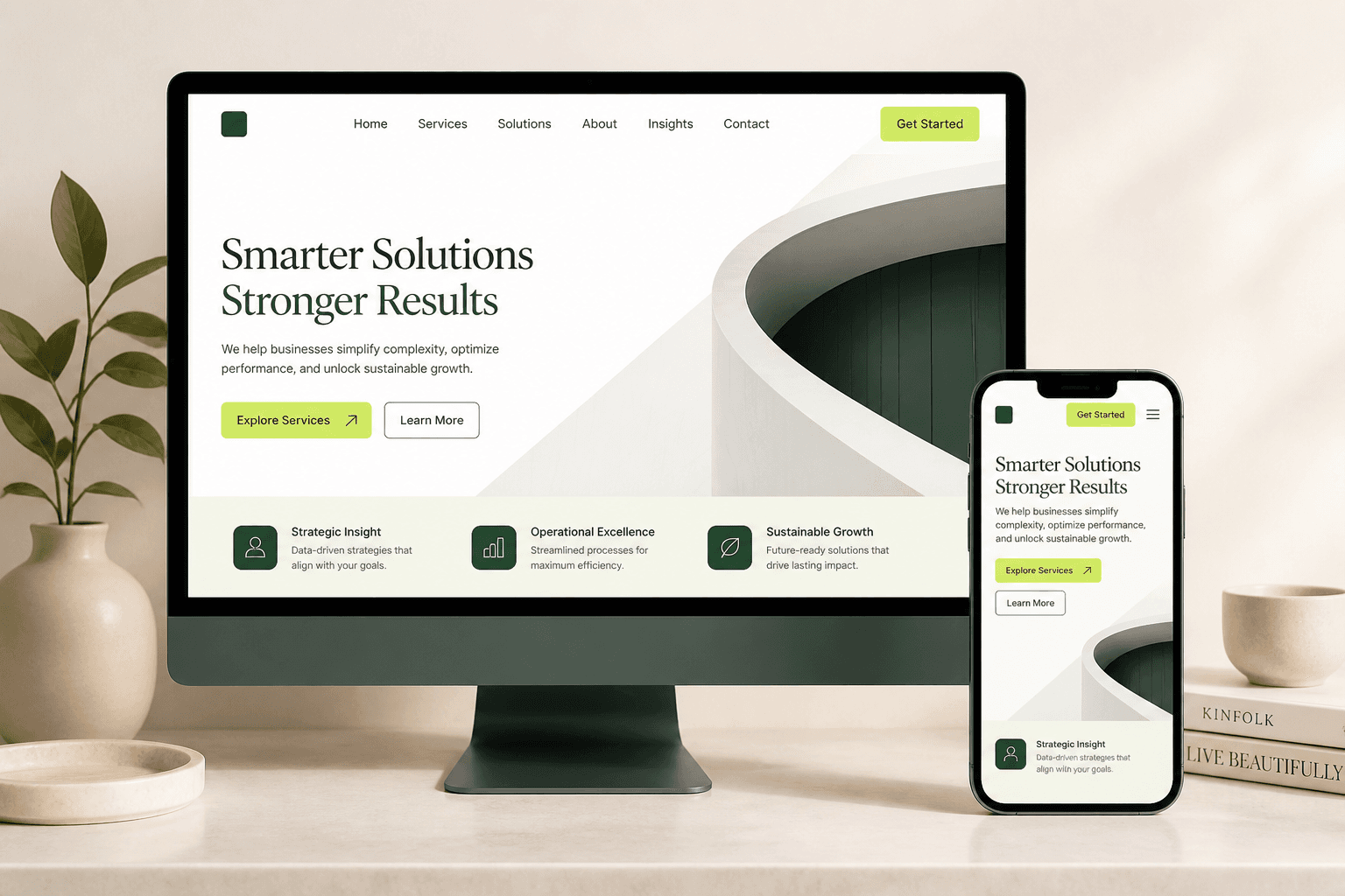 Desktop and mobile website design showcase